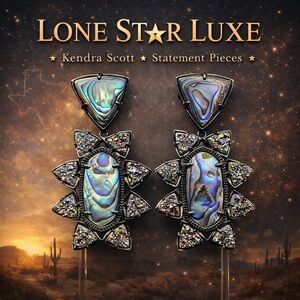 Kendra Scott Misha Abalone Shell Statement Earrings Gunmetal Rare Iridescent